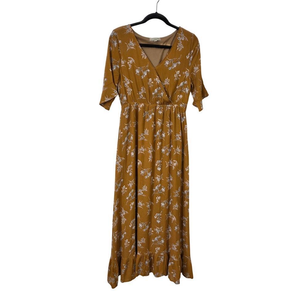 POLAGRAM Mustard Yellow Maxi Dress Medium - Picture 1 of 9